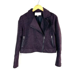 Cupcakes and Cashmere Bikita Chenille Cropped Moto Jacket Sz S Biker